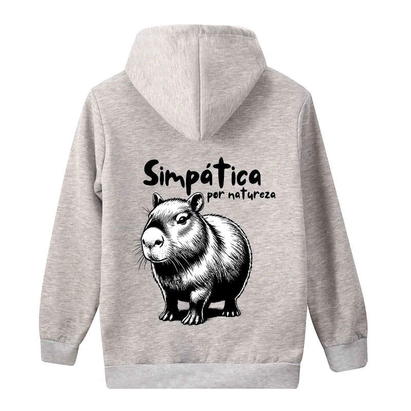 Moletom Capivara Kawaii com Zíper | Fleece Grosso e Quentinho para Homens e Mulheres