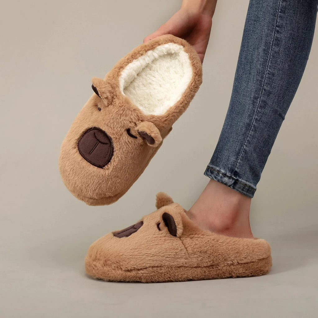 Pantufa Unissex Pelúcia Capivara | Chinelo de Casa Leve Confortável Antiderrapante Inverno 2026 - FRETE GRÁTIS