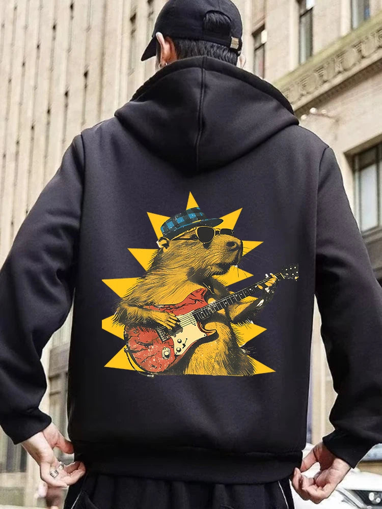 Moletom Capivara Kawaii com Zíper | Fleece Grosso e Quentinho para Homens e Mulheres